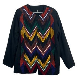 Retro Embroidered Chevron Jacket